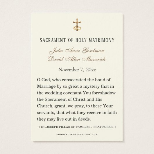 Elfenbein und Gold Katholische St. Joseph Wedding (Rückseite)