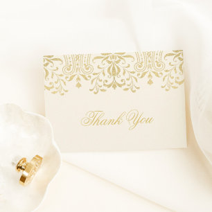 Elfenbein und Gold Vintage-Glamour-Hochzeit Danke