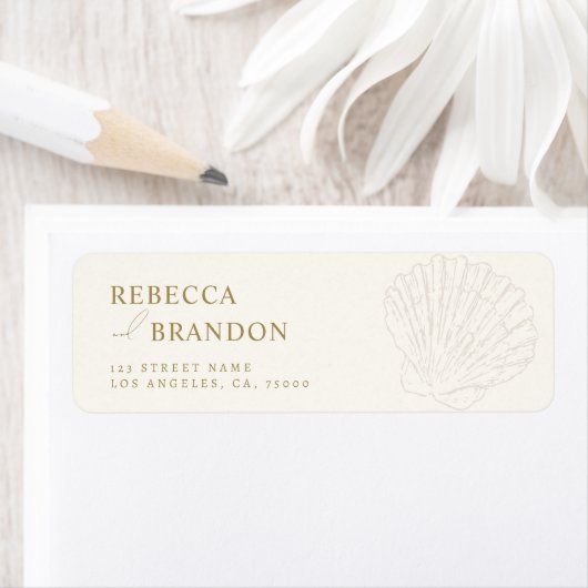 Elfenbein- und goldene handgezeichnete Hochzeitsad (Insitu)