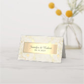 Elfenbein und Goldhochzeit-Platzkarte Platzkarte (Rückseite)