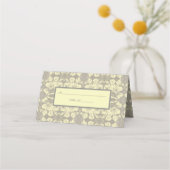 Elfenbein und Graublümchen Platzkarte (Vorderseite)