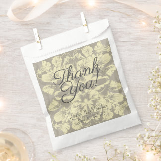 Elfenbein- und Graue Blumen-Geschenktüte Geschenktütchen