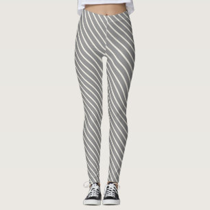 Elfenbein und graue Streifen, die man angreifen ka Leggings