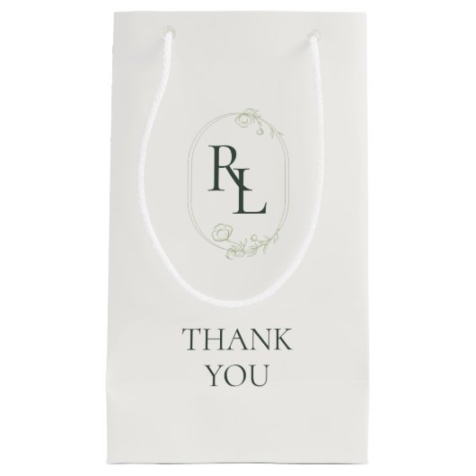 Elfenbein und Grün | Floral Monogram Wedding Viele Kleine Geschenktüte (Vorderseite)