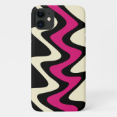 Elfenbein und Hot Pink Wavy Stripes Case-Mate iPhone Hülle (Rückseite)
