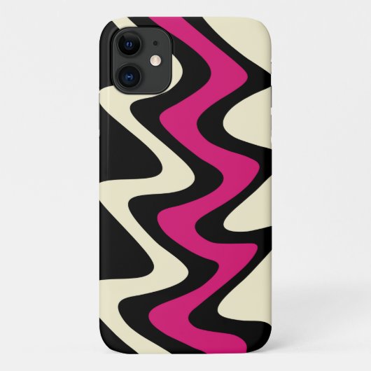 Elfenbein und Hot Pink Wavy Stripes Case-Mate iPhone Hülle (Rückseite)
