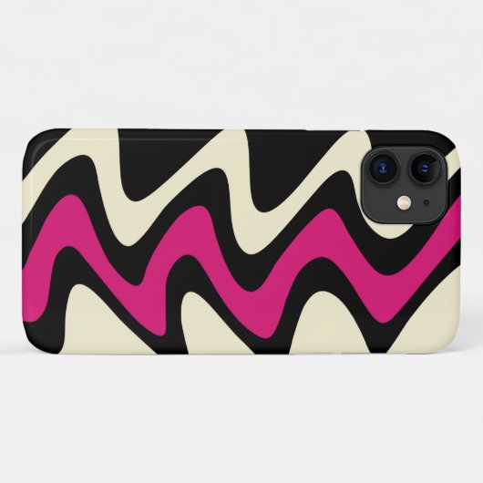 Elfenbein und Hot Pink Wavy Stripes Case-Mate iPhone Hülle (Rückseite (Horizontal))