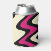 Elfenbein und Hot Pink Wavy Stripes Dosenkühler (Kanne Vorderseite)