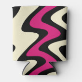 Elfenbein und Hot Pink Wavy Stripes Dosenkühler (Vorderseite)
