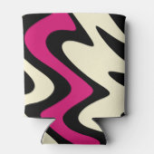 Elfenbein und Hot Pink Wavy Stripes Dosenkühler (Rückseite)