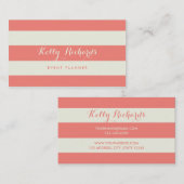 Elfenbein und korallenrote rosa visitenkarte (Vorne/Hinten)