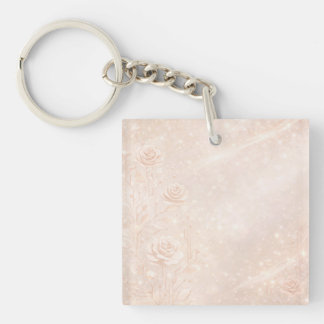 Elfenbein- und Roségold-Akzente Blumen AI-Kunst  Schlüsselanhänger