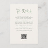 Elfenbein und Sage Green Wedding Guest Details QR  Begleitkarte (Vorderseite)