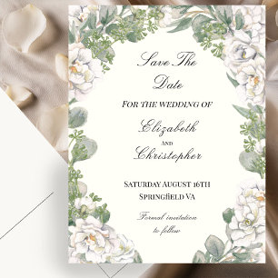 Elfenbein und Salbei Grün Florale Hochzeit Rettet Postkarte