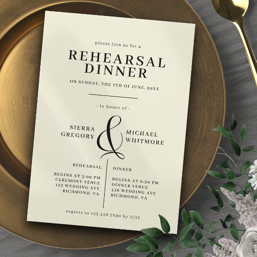 Elfenbein und Schwarz | Elegantes Abendessen mit V Einladung