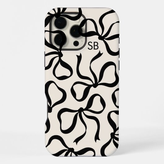 Elfenbein und schwarzes Bogenmonogramm iPhone Hülle (Rückseite)