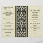 Elfenbein und schwarzes Damast-Hochzeitsprogramm (Rückseite)