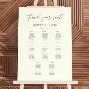 Elfenbein und Taupe Elegant Script 8 Tisch Sitzord Poster