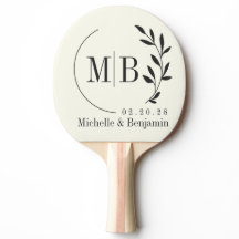 Elfenbein und Warm Black Leaf Hochzeitsmonogramm