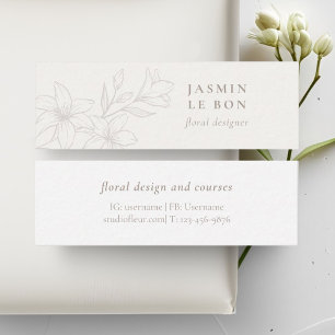 Elfenbein und Weiß   Chic Minimalistische Blume Mini Visitenkarte