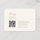 Elfenbein und Weiß | Chic Simple Scrpt QR Code Wed Begleitkarte (Vorderseite)