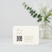 Elfenbein und Weiß | Chic Simple Scrpt QR Code Wed Begleitkarte (Stehend Vorderseite)