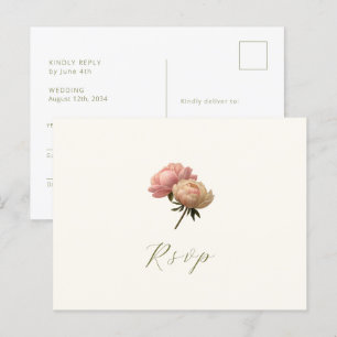 Elfenbein und Weiß   Rose Wedding RSVP Postcard Postkarte