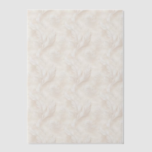 Elfenbein und Weiße Federn Vellum Overlay Pergament Einladungen (Vorderseite)