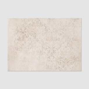 Elfenbein und weißer Vintager Damast Seidenpapier