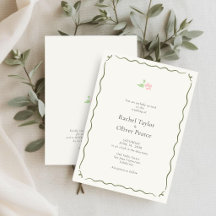 Elfenbein | Verspielte Florale Hochzeitseinladung