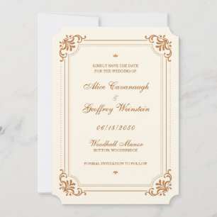 Elfenbein Vintage Florale Elegante Hochzeit Save The Date
