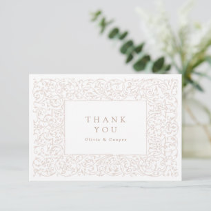 Elfenbein Vintage Zierrahmen Klassische Hochzeit Dankeskarte