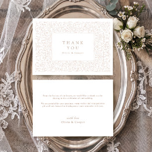Elfenbein Vintage Zierrahmen Klassische Hochzeit Dankeskarte