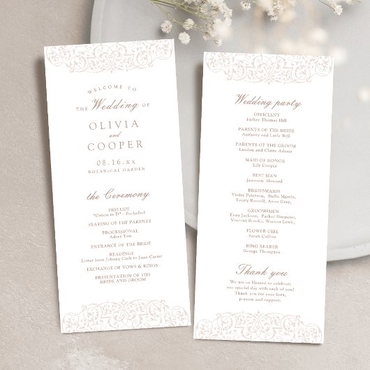 Elfenbein Vintage Zierrahmen Klassische Hochzeit Programm