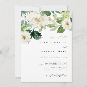 Elfenbein Wasserfarbe Floral Grün Hochzeit  Einladung