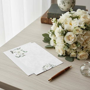 Elfenbein-Wasserfarben-Blumen-Hochzeitsbudget leer Einladung