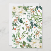 Elfenbein Weiße Blumenfrucht Fawn Woodland Geburts Einladung (Rückseite)