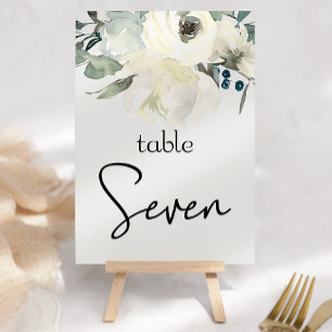 Elfenbein Weiße Rosen Florale Hochzeit Tischnummer