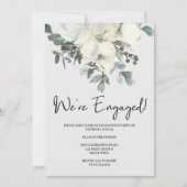 Elfenbein Weißfarbenflora-Engagement Party Einladung (Vorderseite)