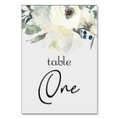 Elfenbein White Roses Floral Wedding Tischnummer (Rückseite)