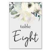 Elfenbein White Roses Floral Wedding Tischnummer (Vorderseite)
