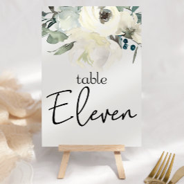 Elfenbein White Roses Floral Wedding Tischnummer