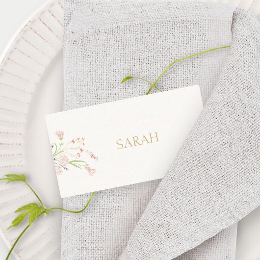 Elfenbein | Wildblume Wedding Escort Name Mitteilungskarte