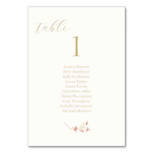 Elfenbein | Wildblume Wedding Guestlist Tischnumme Tischnummer (Vorderseite)