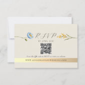 Elfenbein-Wildblumen-QR-Code-Hochzeit RSVP Karte (Vorderseite)