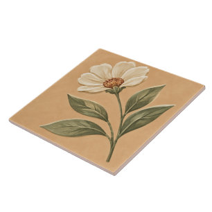 Elfenbein-Wildblumen- und Olivenblätter-Keramikfli Fliese