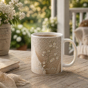 Elfenbein Zerrissene Papier Blumen Minimalistische Kaffeetasse