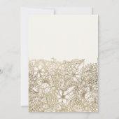 Elfenbeinbeige, goldene Blumentypografie, schicke  Einladung (Rückseite)