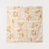 Elfenbeinbeige: Luxuriöses Blumenmuster. Wandteppich (Vorderseite (Horizontal))