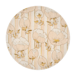 Elfenbeinbeige: Luxuriöses florales Muster. Schneidebrett